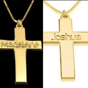 24K Gold Plated Cross Necklace with Name