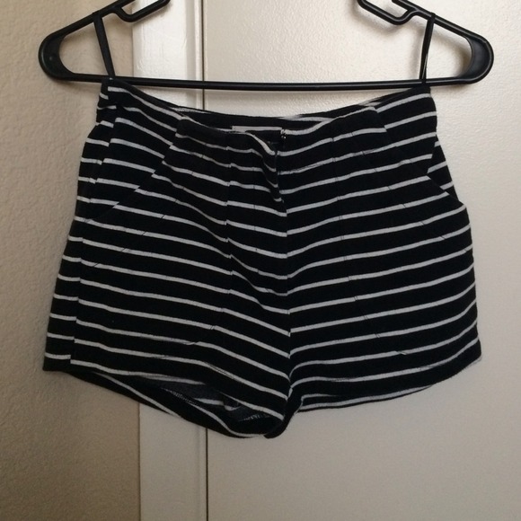 Black and white high waisted shorts