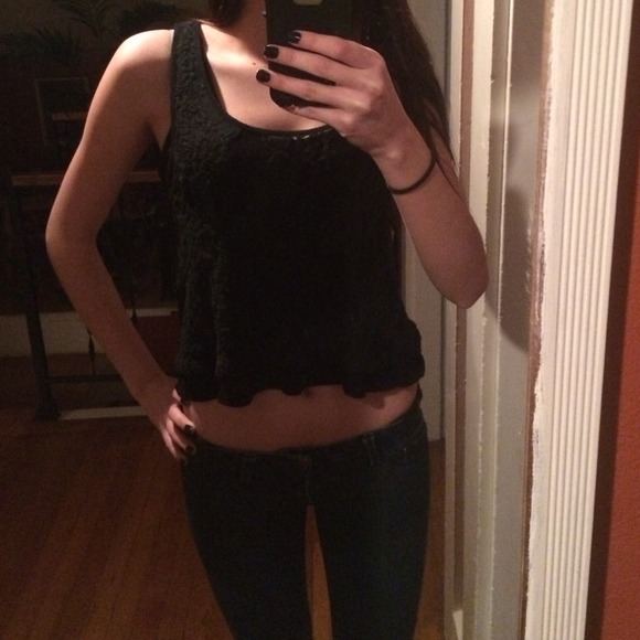 Black lace layered tank