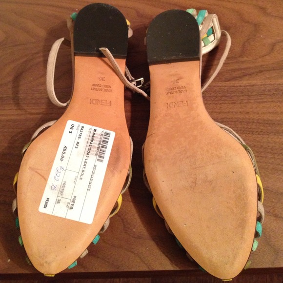 <sold>NWT Fendi colorful woven flat sandals - Picture 3 of 3