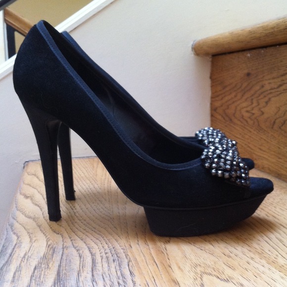 BCBG Black Suede Leather Pumps - Picture 2 of 3