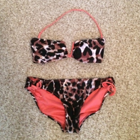 Cheetah and coral swim suit