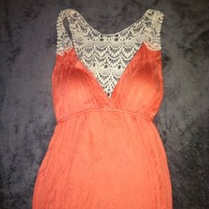 Peach high low dress w/ crochet back