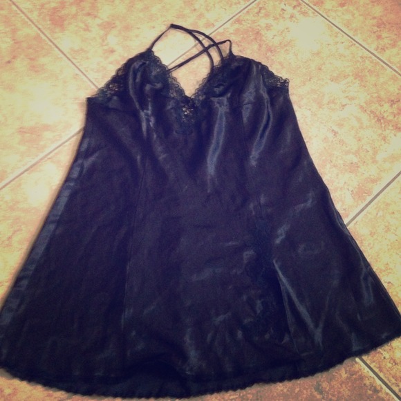 Black satin and lace Fredrick's of Hollywood.