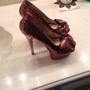 Sparkly bronze 6 inch heels