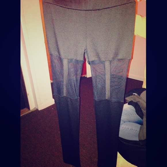 black leggings size large with see-through thighs