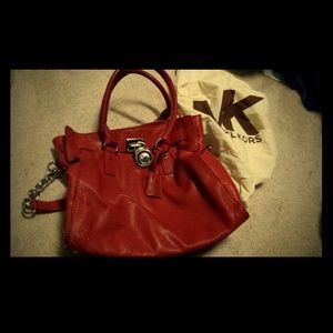 Michael Kors Hamilton. Large red tote handbag