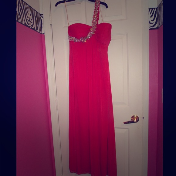 Coral Floor Length Prom Dress