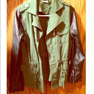 Leather Armed Cargo Jacket