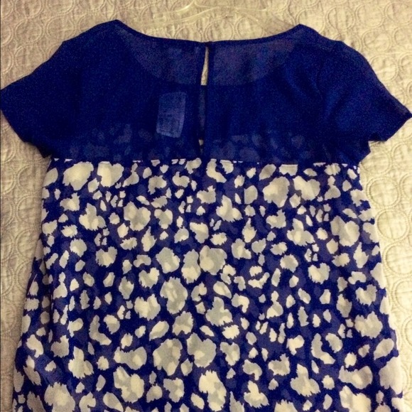 Forever 21 blue and white sheer top - Picture 2 of 3