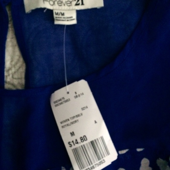 Forever 21 blue and white sheer top - Picture 3 of 3