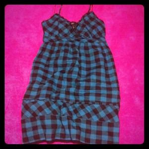 Checkered black and blue dress