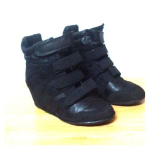 Black sneaker wedges