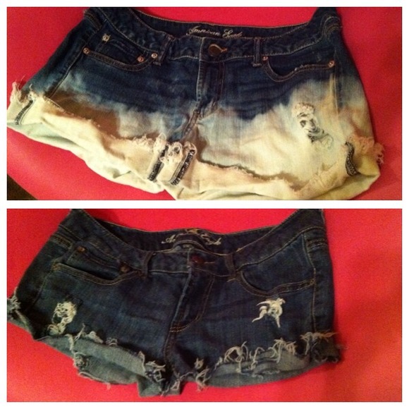 Two AE distressed denim shorts
