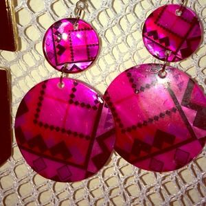 Hot pink tribal ear rings