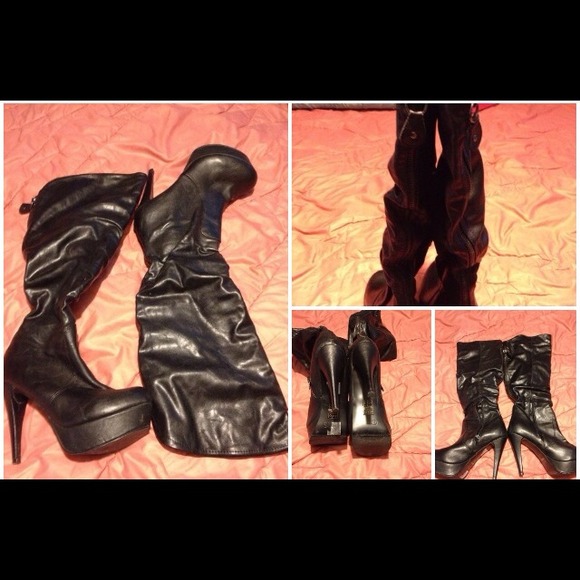 Cute black platform boots