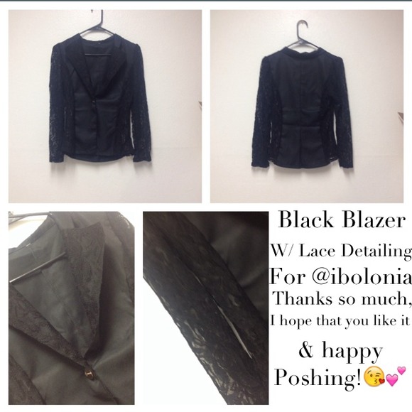 Black Blazer W/ Lace Detailing For @ibolonia💕