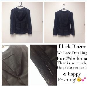 Black Blazer W/ Lace Detailing For @ibolonia💕