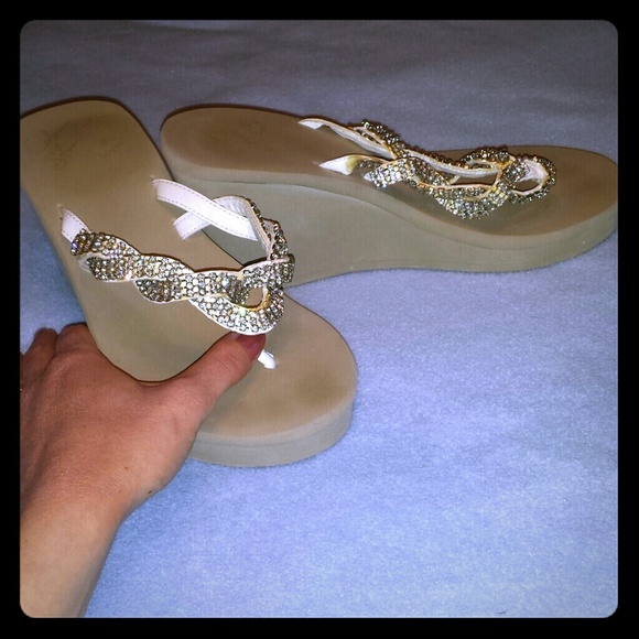 Colin Stewart Blingy Wedge Flip Flops