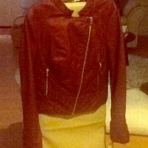 Ruby red leather jacket