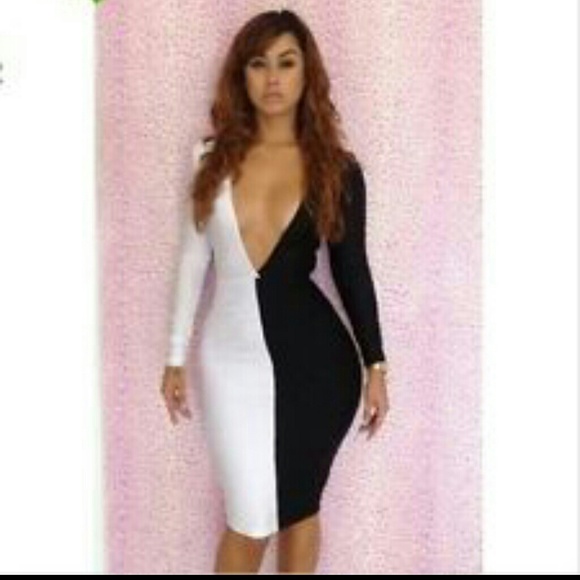 New black and white bodycon dress