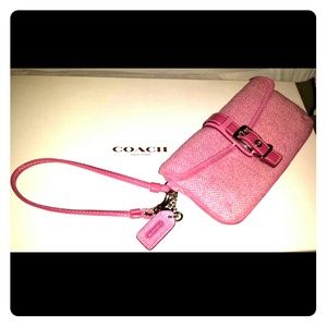 Coach pink tweed wristlet