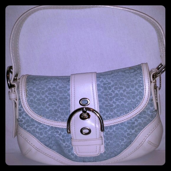 Coach blue and cream soho bag