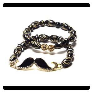 Mustache beaded bracelet