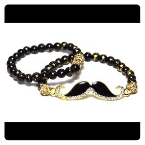 Mustache beaded bracelet