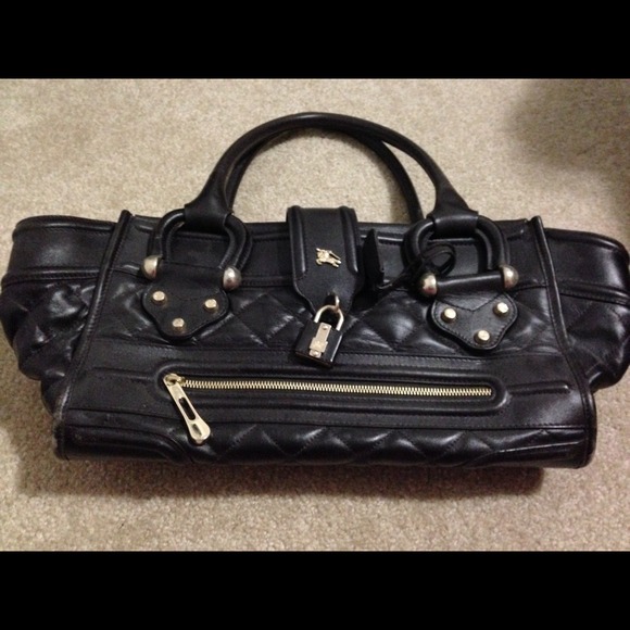 Large Burberry leather bag.
