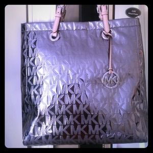 Mk silver metallic tote