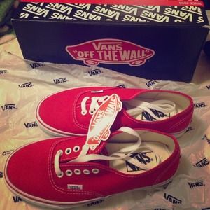 Brand New Bright Red Vans Authentic.