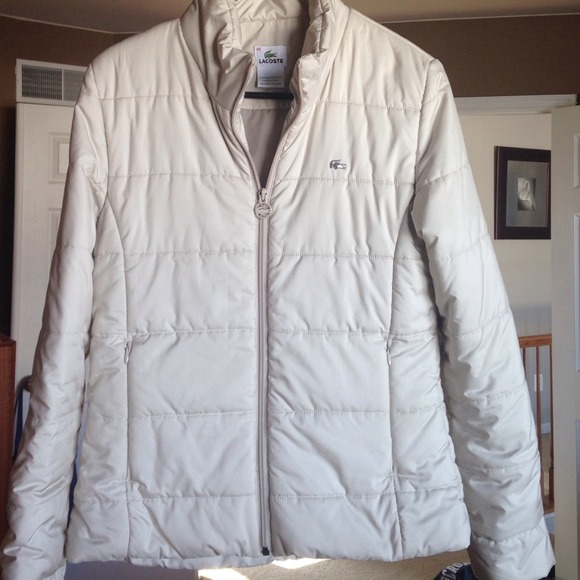 LACOSTE Down Jacket- white Puff Coat
