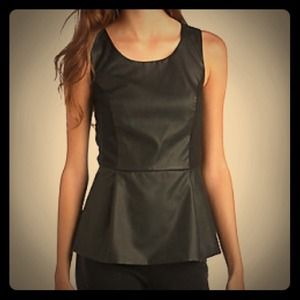 Gracia faux leather peplum in black
