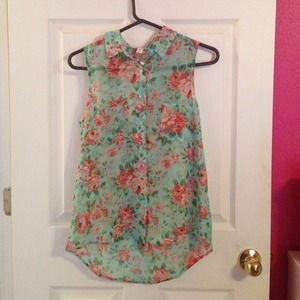 High low flower tank top