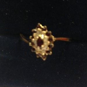 18 K Gold Plated Rubies and Diamonds Ring