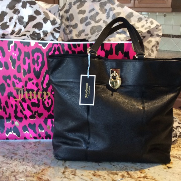 Juicy Couture Handbags - New JUICY COUTURE Black Leather Bag w Heart & Key