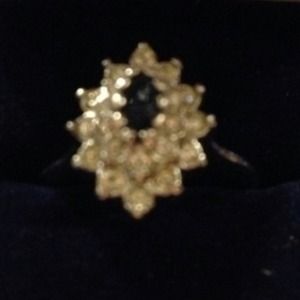 Sapphire and Diamonds Silver Ring