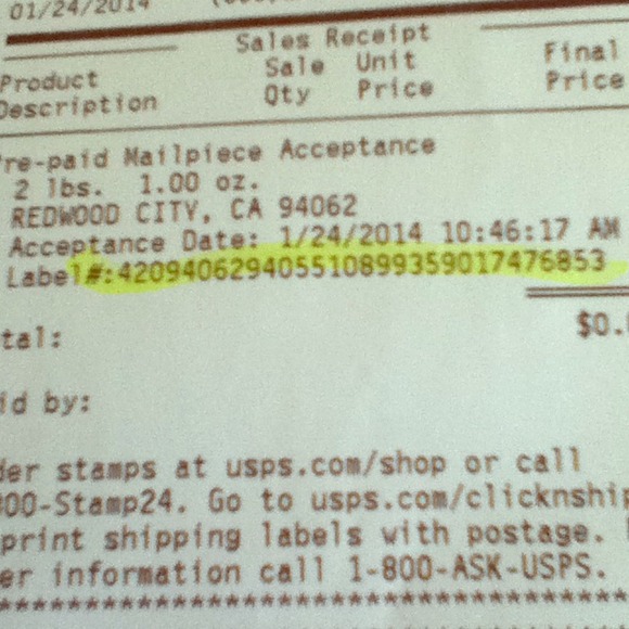 Proof of shipment - Picture 1 of 1