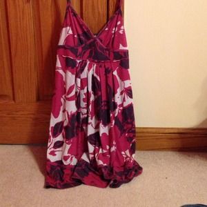 dark purple, pink, and grey summer dress