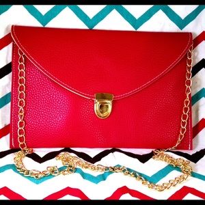 Red envelope purse with chain strap