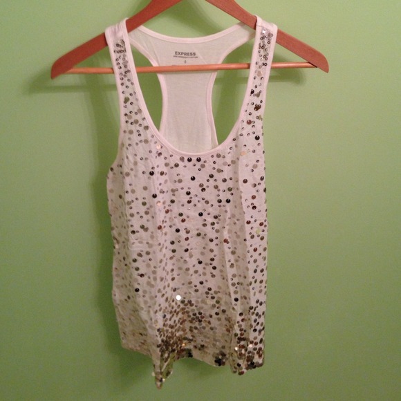 Express sequin racer back tank top