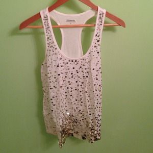 Express sequin racer back tank top