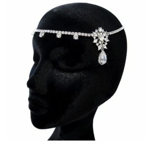silver cubic zirconia crystal embellished headband