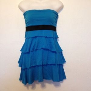 Express Dresses - Express blue ruffle strapless dress size small Express Dresses - Express blue ruffle strapless dress size small