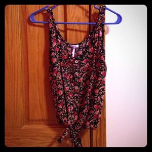 from Pacsun!! black tank with pink & green floral.