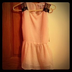 from forever 21! light pink top with black lace.