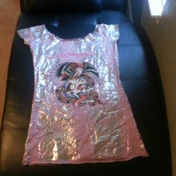 Ed Hardy Size L purple/silver gem tunic