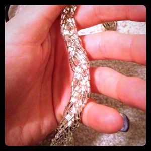 silver jeweled headband! braided silver; stretchy