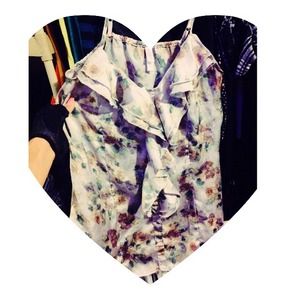 Silky ruffled floral top